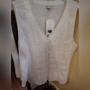 New Wonderly White Sleeveless Blouse 2X
